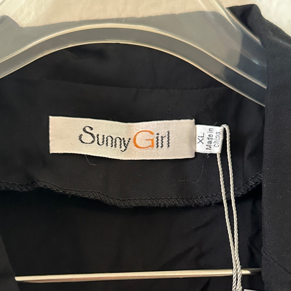 Sunny Girl Black Button-Front Romper – Size XL, 100% Rayon, Casual Short‎ Sleeve - Picture 2 of 8